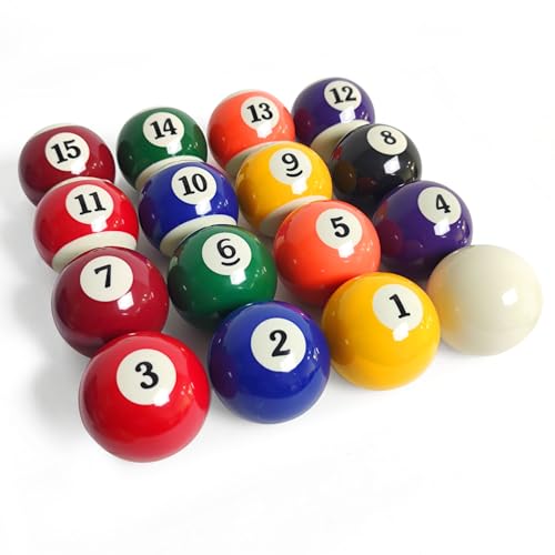 2-1/4" Pool Balls Billiard Set - 16 Resin Balls, Regulation Size & Weight, Complete Pool Table Balls Set for Replacement, Pool Table Accessories & Billiards Pool Accessories