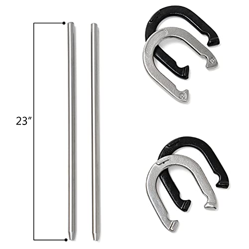 Trademark Innovations Premium Reinforced Carbon Steel Horseshoe Set with Carry Bag (Black and Gray)