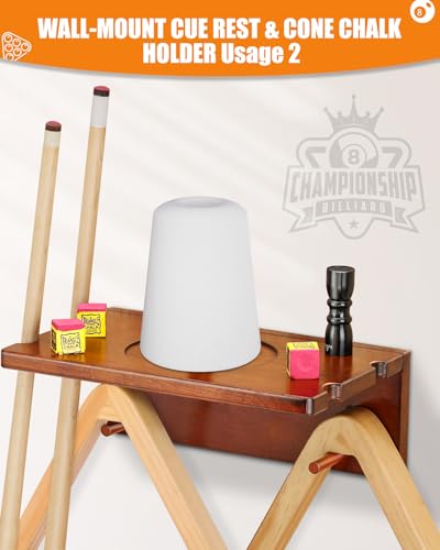 EXTCCT Wall Mounted Cue Holder - Hardwood Billiard Cue Rest and Drink Holder with Chalk Holder 11 x 6.3 x 4.1 Inches (Brown) - color: Brown