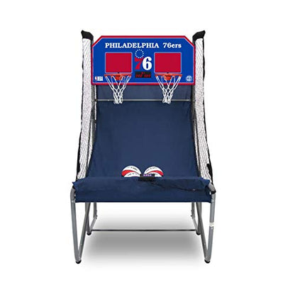 Pop-A-Shot - Home Dual Shot Arcade Basketball Game with NBA Graphics l Sensor Scoring l 16 Game Modes l 7 Balls l Foldable Storage l for All NBA Fans - style: Philadephia 76ers