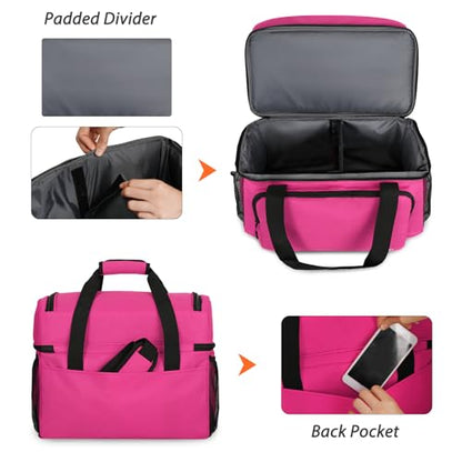 LARIPOP 2 Ball Bowling Bag Double Bowling Ball Carrier with Padded Holder, Shoe Compartment for Men Women Bowling League & Tournament - color: Rose Red