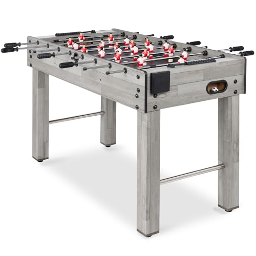 Best Choice Products Foosball Table for Kids and Adults, Game Room Soccer Game Table w/ 2 Balls, 2 Cup Holders, Ergonomic Handles, Chrome Finished Metal Bars - color: Gray