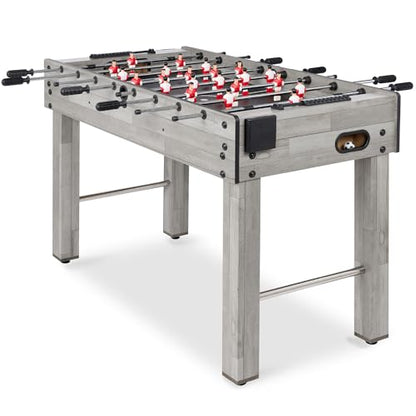 Best Choice Products Foosball Table for Kids and Adults, Game Room Soccer Game Table w/ 2 Balls, 2 Cup Holders, Ergonomic Handles, Chrome Finished Metal Bars - color: Gray