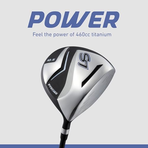 Precise S7 Men's 18-Piece Complete Golf Club Set – Titanium Driver, Fairway Woods, Hybrid, 5-SW Irons, Putter & Stand Bag, Right Handed - color: Blue, size: Tall Size +1" for 6'1" and Above!