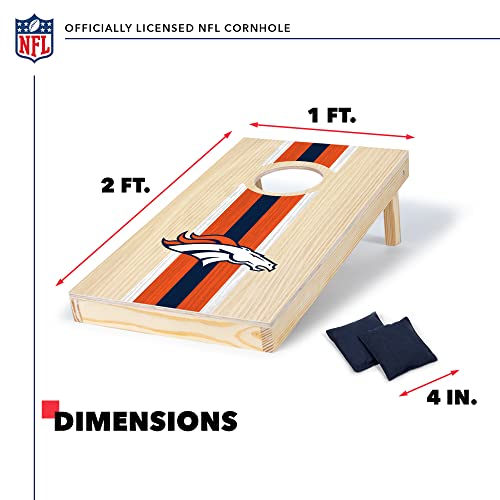 NFL Football Portable Size 1' x 2' Solid Wood Cornhole Set with Direct Print HD Team Graphics – Travel Size