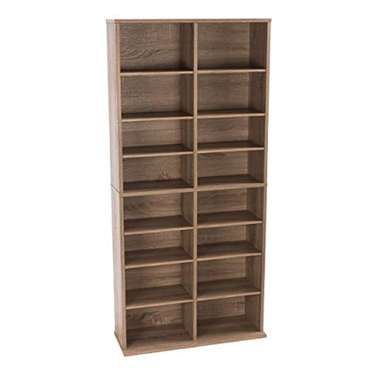Atlantic Henley 464 Media Storage Cabinet Contemporary Rustic– Protects & Organizes Prized Music, Movie, Video Games Toys & Dolls, Trading Cards, or Sports Memorabilia Collections, Weathered Oak