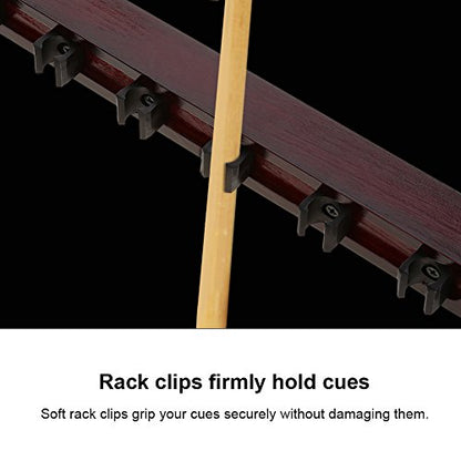 Tbest Pool Cue Rack Wall Mounted Holder,Pool Cue Stick Holder,Wall Mount Wood Stained 6 Cues Billiard Wooden Pool Cue Rack Wall Mounted Stick Holder Billard Queue Halter Pool cue Rack Wall Mounted