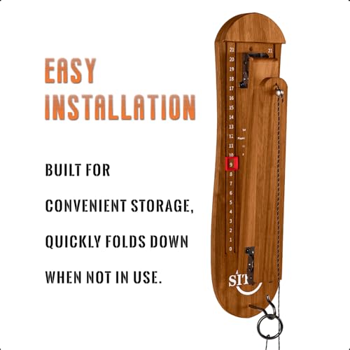 Ring Toss Game for Adults, Outdoors Games, Wall Mounted Hook and Ring Game with Foldable Arm - color: Walnut