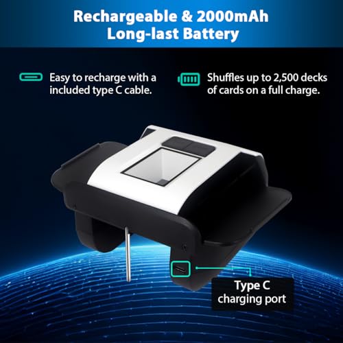 ShuffleBox S1 Automatic Card Shuffler with 2000mAh Rechargeable Built-in Battery, 2 Deck Ultra Quiet Shuffling Machine - color: Sfb-s1