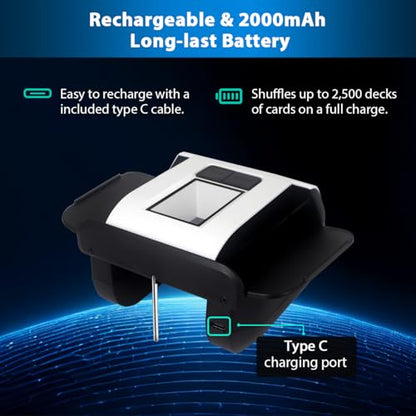 ShuffleBox S1 Automatic Card Shuffler with 2000mAh Rechargeable Built-in Battery, 2 Deck Ultra Quiet Shuffling Machine - color: Sfb-s1