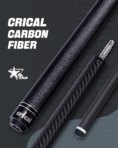 CRICAL Carbon Fiber Pool Cue with Stick Low Deflection Shaft - 58 Inch Billiard Cue Stick with Cowhide Grip & 3K Weave Design, 12.5mm Tip, Fixed Weight (19oz), 3/8x8 Joint – Ideal for Players - color: CL-VP-1
