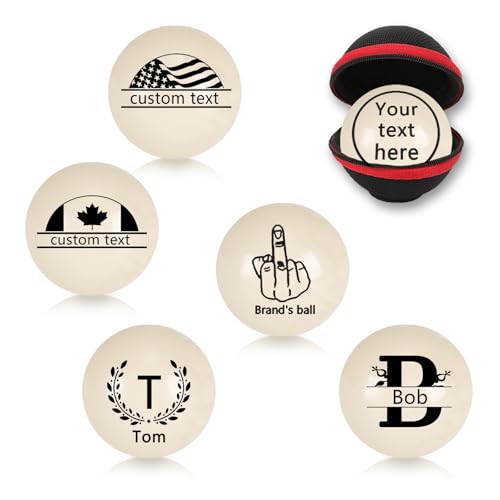 Custom 57mm Billiard Cue Ball with Pouch - Personalized Text/Logo Pool Cue Ball, Birthday Gifts for Dad, Husband, Billiards Player, Billiards Lover, Wedding Father's Day Valentine's Day Gifts - color: Text or Logo