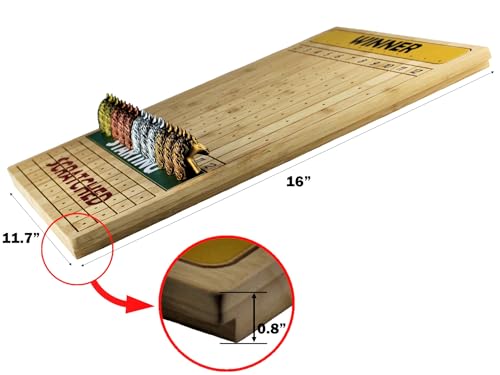 Metal Horse Race Board Game Set with Horse Racing Thick & Solid Wood Game Board(16”/Natural),11 Luxurious with 4Antique(Gold,Silver,Red Cooper&Bronze) Metal Craft Horses, Dice&Cards (HR-M554) - color: Hr-m554