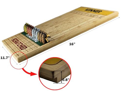 Metal Horse Race Board Game Set with Horse Racing Thick & Solid Wood Game Board(16”/Natural),11 Luxurious with 4Antique(Gold,Silver,Red Cooper&Bronze) Metal Craft Horses, Dice&Cards (HR-M554) - color: Hr-m554