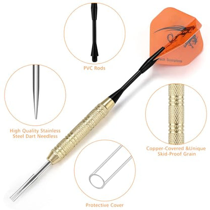 Accmor 18 Pack Steel Tip Darts, Metal Tip Dart Set, Darts Metal Tip Set, Metal Darts for Dartboard - style: 20G Darts