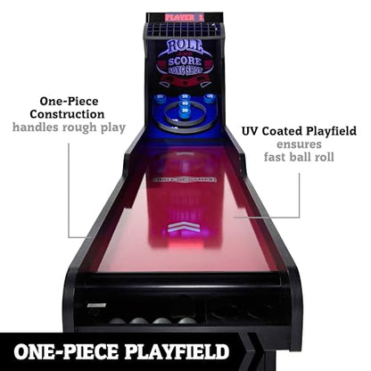 Hall of Games Roll & Score Multiple Styles Arcade Game Collection, Durable & Stylish Designs with Game Balls, Perfect for Family Game Rooms - style: 10 Ft. 8 In. Burgundy Black