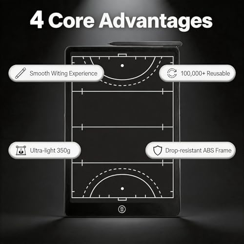 16" LCD Field Hockey Coaching Board – Portable, Reusable Hockey Tactical Board for Youth & School Team Training, Practice & Game-Day Strategy