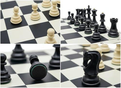 20-inch Foldable Silicone Easy-to-Clean Large Chess Set, Family Retro Adult and Children's Chess Portable Travel Game Chess Set with Storage Bag, Ideal for Outdoor and Travel Use.
