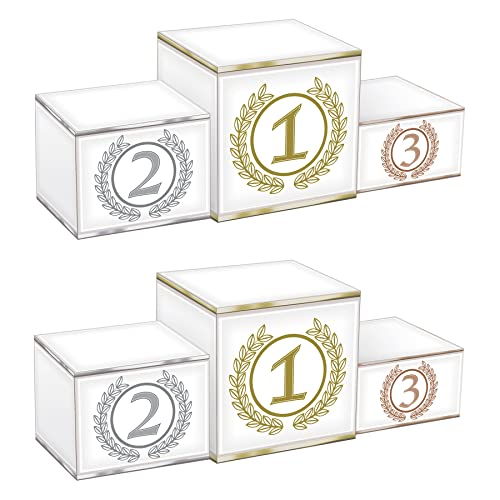 Beistle 3-D Podium Centerpieces – 2 Pack Tiered Awards Podium Display Decorations for Victory Tables, International Tournaments, Achievement Celebrations, Banquets, Ceremonies and Events, 5" x 14" - style: Podium