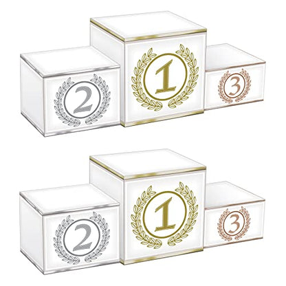 Beistle 3-D Podium Centerpieces – 2 Pack Tiered Awards Podium Display Decorations for Victory Tables, International Tournaments, Achievement Celebrations, Banquets, Ceremonies and Events, 5" x 14" - style: Podium