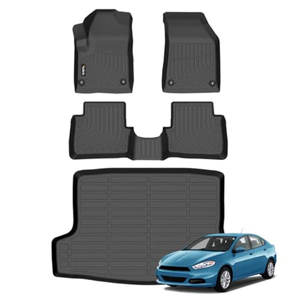 Wailtnb-Mats for Dodge Dart 2013-2016 Floor Mat Cargo Liner All Weather Floor Liner Car Mat for Dodge Dart Custom Fit Automotive Full Set Accessories - style: 79|For Dart|2013-2016||Set