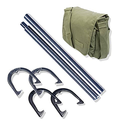 Marine Tech 316 Stainless Steel Horseshoe Game Set, Metal Horseshoe Set, Steel Horseshoes and Stakes, Perfect Backyard Games, Beach
