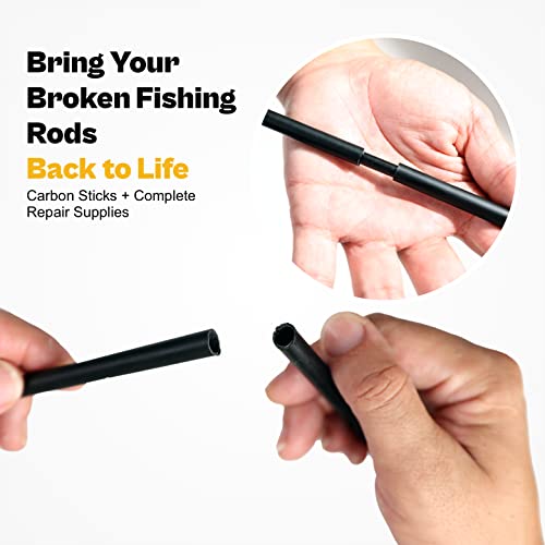 Fishing Rod Repair Kit Complete,Full Supplies with Glue for Freshwater & Saltwater Broken Fishing Pole Repair with Carbon Fiber Sticks,Rod Building Epoxy Finish - color: Inserts-Kit