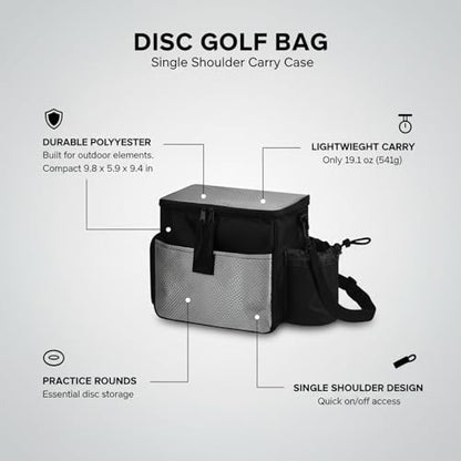 Compact Disc Golf Bag - Single Shoulder Carry Case for Putters & Mid-Range Discs, Lightweight Polyester Practice Pouch