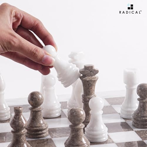 Radicaln Marble Chess Pieces 3.5" Handmade White & Oceanic Chess Figures | Natural Stone, Hand Polished, Premium Finish, 32 playing Pieces, Unique Veining, Timeless Design - color: White and Oceanic