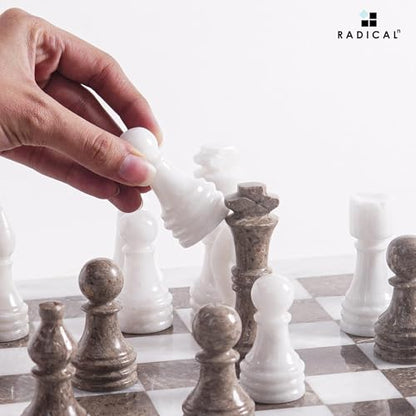 Radicaln Marble Chess Pieces 3.5" Handmade White & Oceanic Chess Figures | Natural Stone, Hand Polished, Premium Finish, 32 playing Pieces, Unique Veining, Timeless Design - color: White and Oceanic