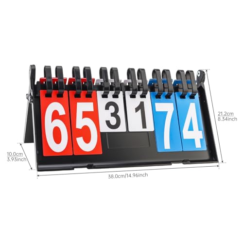 Flip Scoreboard 6-Digit Portable Score Keeper Flipper - Double-Sided Large Numbers, Waterproof Tabletop for Basketball, Volleyball, Pickleball, Cornhole & Soccer Games