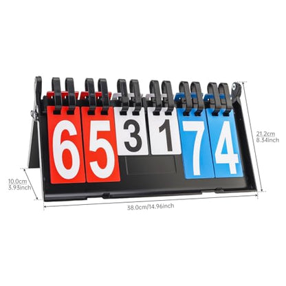 Flip Scoreboard 6-Digit Portable Score Keeper Flipper - Double-Sided Large Numbers, Waterproof Tabletop for Basketball, Volleyball, Pickleball, Cornhole & Soccer Games