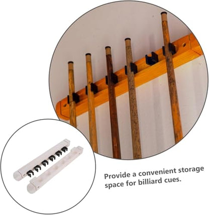 1 Set Pool Cue Holder, 6 Cues Billiard Cue Stick Wall Rack Billiard Pool Cue Wall Mounted Holder Wooden Pool Stick Rack for Game Room Billiard Clubs