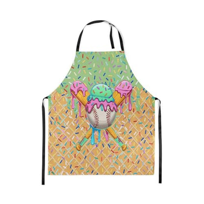 Manfei Baseball Ice Cream Kids Kitchen Apron - color: Grass Green