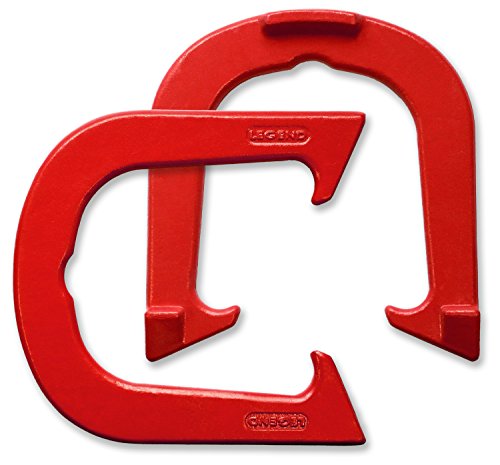 Legend Professional Pitching Horseshoes - NHPA Sanctioned for Tournament Play - Drop Forged Construction - One Pair (2 Shoes) - color: Red, size: Medium Weight - Regulation Size