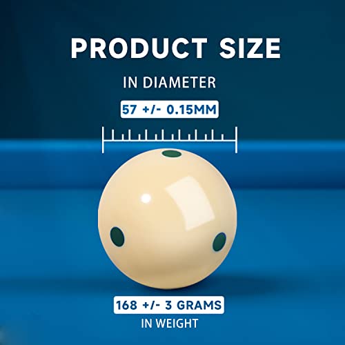 GSE Games & Sports Expert Billiard Practice Training Cue Ball, AAA-Grade PRO Cup Standard Pool Billiard Cue Ball (6 oz 2-1/4" Several Colors Available) - color: 6 Green Dots