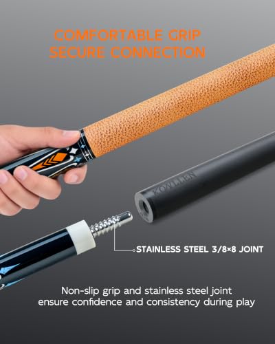 KONLLEN Carbon Fiber Pool Cue Stick 58-inch Professional Pool Sticks for Adults Full Carbon Technology Low Deflection Pool Cue Billiard Cues with 12.5mm Tip (Easy to Control, Pro Taper, Ultra-Smooth) - color: 006 yellow