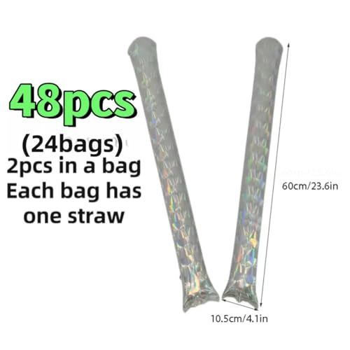 48pcs Round Head Boom Sticks Thunder Sticks Cheering Sticks Team Spirit Plastic Cheerleading Spirit Stick Clapper Inflatable Noise Maker Sports Supply (Glitter Color) - color: Glitter Color