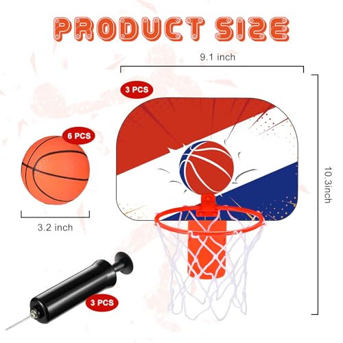 Honoson 3 Sets Indoor Trash Can Basketball Game Set Includes 3 Mini Clip on Basketball Hoop with Backboard 6 Inflatable Ball Pump Office Decompression Toy Birthday Gift Back to School (Fashion) - color: Fashion