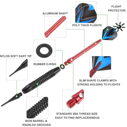 PATIKIL Darts Plastic Tip - 12 Pcs 18 Gram Soft Tip Darts Set 100 Extra Dart Tips 24 Dart Flights Wrench & Flight Protectors with Dart Case for Electronic Dartboard