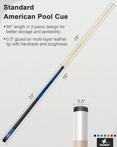 Pool Cues Set of 6, 58" 2-Piece 3D Grip Billiard Table Sticks, 4 Weights (18-21oz) & 6 Colors, Pro Maple Pool Sticks for Home Bar Game Room - color: Purple+Red+Orange+Green+Blue+Black