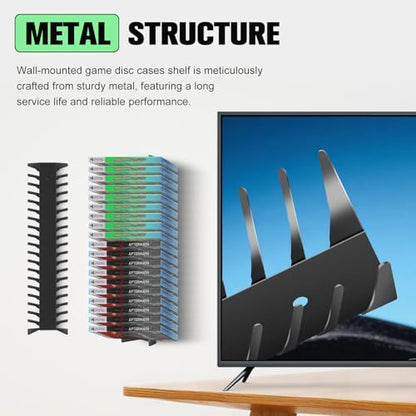 Taladad 4-Pack Wall Mount DVD Holder, Heavy-Duty Metal Floating Video Game Storage Rack Holds 76 Games, Organizer for PS5, PS4, Xbox, Switch Game Cases CD Holder, DVD Shelf