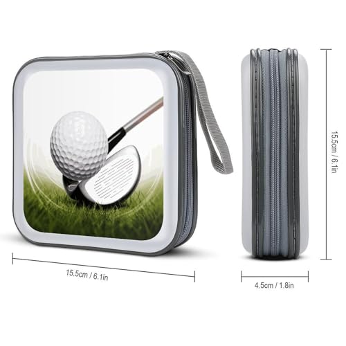 MUSM Golf Club CD Case, 40 Capacity CD/DVD Case Holders Large Storage Disc Wallet Bag Wallet Hard Plastic DVD Disc Cases Storage Binder for Car Home Office Travel