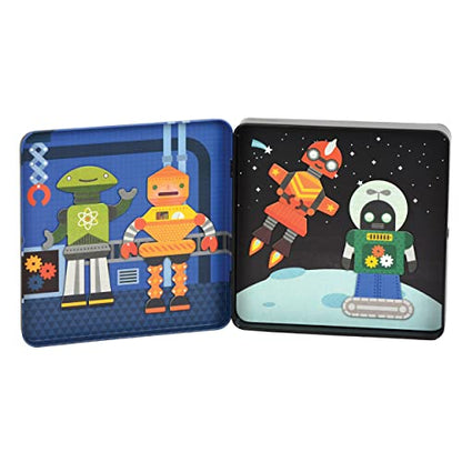 Petit Collage Magnetic Play Set, Robot Remix – Mix & Match Magnetic Game Board, Ideal for Ages 3+ – Includes 2 Magnetic Scenes and over 25 Magnet Pieces, Ideal Travel Activity for Kids - color: Mag Play Set Robot Remix