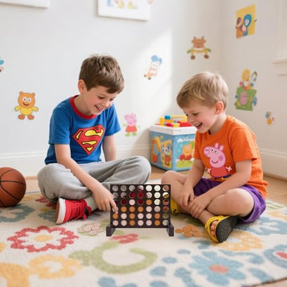 GOTHINK Wooden Four in a Row Game, Classic Strategy Game for Kids and Adults, Perfect for Family Picnics, Camping, Great Travel Game - color: Wooden Standard Four in a Row Game