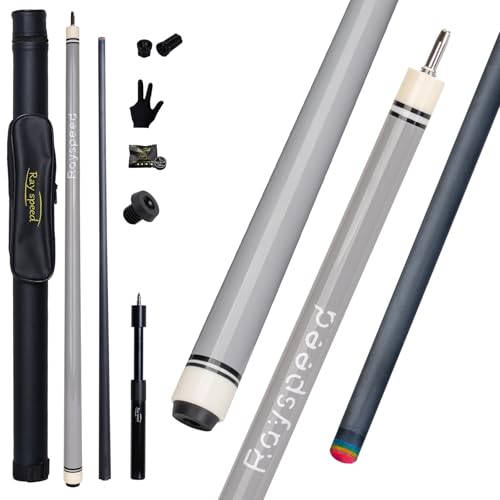 Carbon Fiber Pool Cue Stick 12.5mm Low Deflection Full Carbon Technology Pool Stick for Adults Professional Billiard Cue with Uni-loc Pin Joint - color: Grey