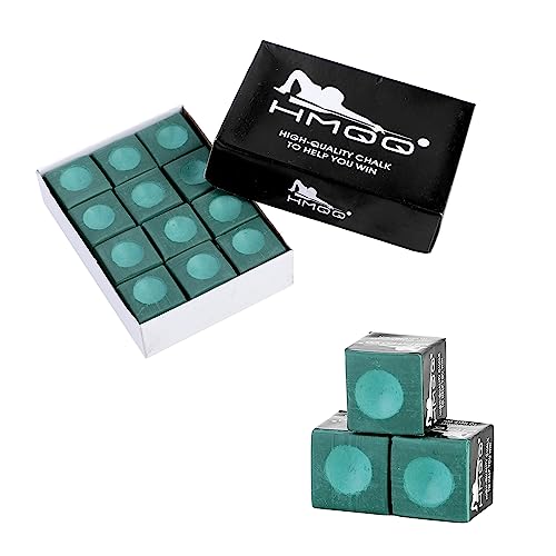 HMQQ Pool Cue Chalk – 12 Pack Billiard Chalk, Low Dust & Anti-Slip Cue Chalk for Smooth, Accurate Shots – 6 Colors Available for Pool Lovers, Home Tables & Clubs - color: Green