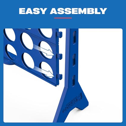 EastPoint Oversized Connect 4 Game - Oversized Edition, Blue, 42-Count Discs - Giant Connect 4 for Lawn & Yard Play - Board Games for Kids & Adults - Quick Slide-Release Reset for Travel & Parties
