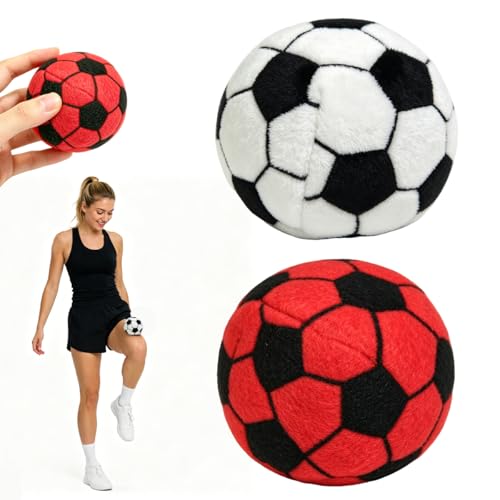 2 pcs Footbag Kick Sack Ball, Soft Plush Footbags for Juggling, Durable Fleece Sport Balls, Colorful Coordination Game for Indoor Outdoor Play, Party Favors & Fitness Fun (White+Black/Red+Black)