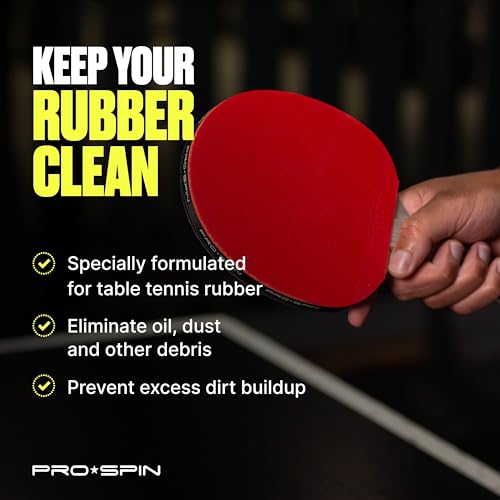 PRO-SPIN Table Tennis Rubber Cleaning Kit - Ping Pong Paddle Cleaner | 200ml Rubber Cleaner & Sponge Included | Eliminate Dirt & Dust | Optimal Spin & Control | Preserve Rubber